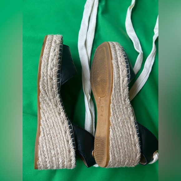 La CANADIENNE Espadrilles Sandals Lace Up Leather Black Size 7 - Picture 8 of 14